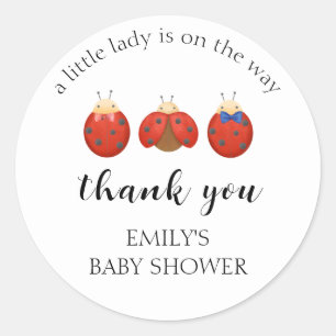 Minimalist Ladybug Family Thank You Baby Shower  Classic Round Sticker