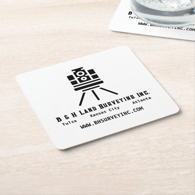 Minimalist Land Surveyor Business  Square Paper Coaster (Angled)