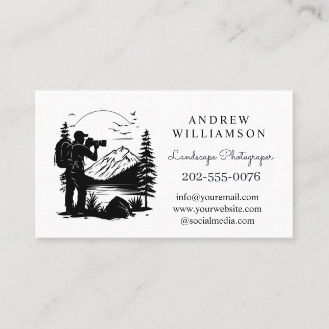 Minimalist Landscape Photographer Business Card (Front)