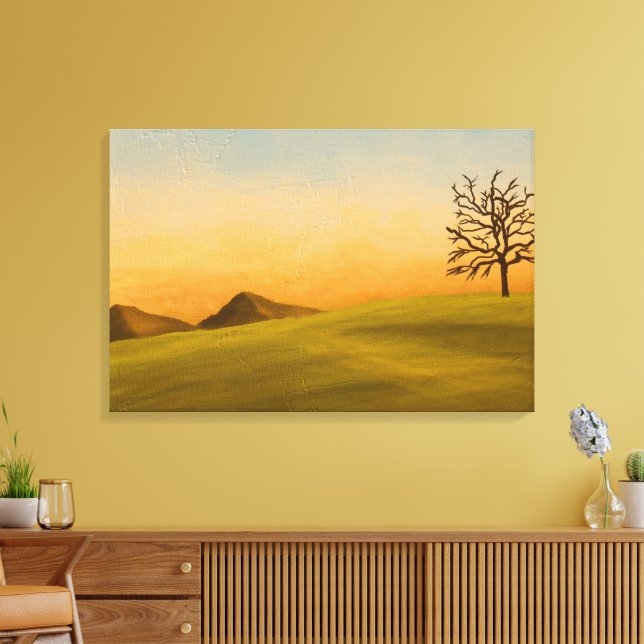 Minimalist Landscape with Bare Tree Canvas Print (Insitu(LivingRoom))