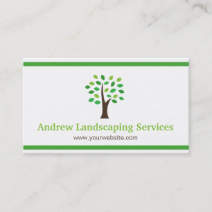 Minimalist Landscaping Services Green Tree Leaves Business Card