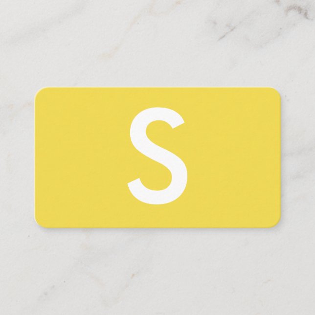 Minimalist Large Monogram / Yellow Business Card (Front)
