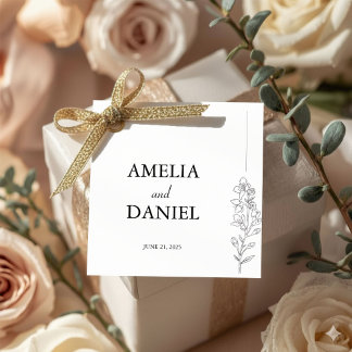 Minimalist Larkspur Wedding Favour Tag