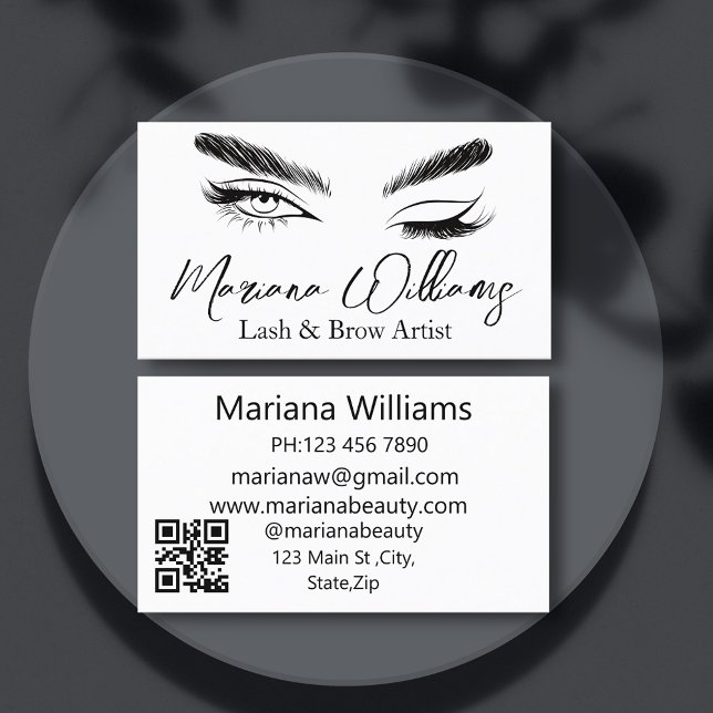 minimalist lash and brow artist qr code chic  business card (Creator Uploaded)