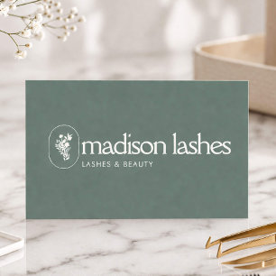 Minimalist Lash Artist Beauty Branding Sage Green Business Card