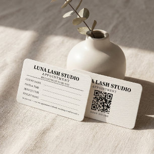 Minimalist Lash Studio with QR Code Book Online Appointment Card