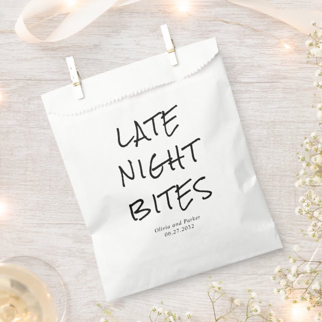 Minimalist Late Night Bites Wedding Favour Bags (Clipped)