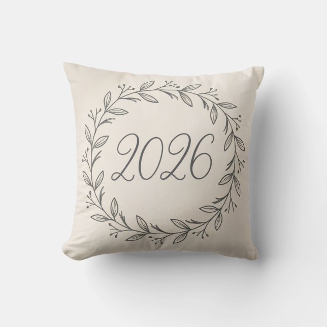Minimalist Laurel Wreath 2026  Cushion (Front)
