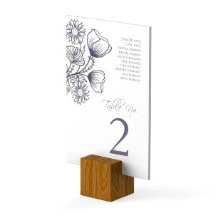 Minimalist Lavender Botanical Floral Name List Table Number
