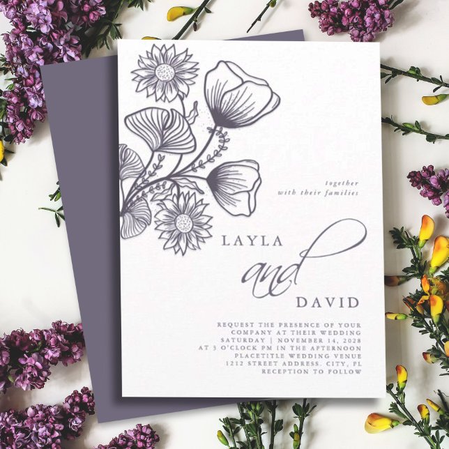 Minimalist Lavender Botanical Floral Wedding Invitation (Creator Uploaded)