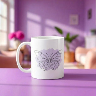 Minimalist Lavender Butterfly Watercolor Mug