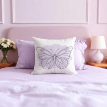 Minimalist Lavender Butterfly Watercolor Pillow