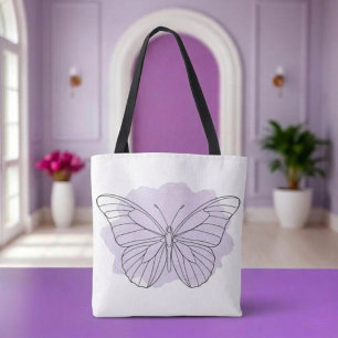 Minimalist Lavender Butterfly Watercolor Tote Bag