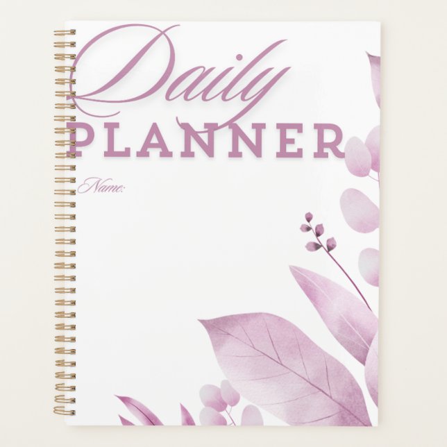 Minimalist Lavender Leaf Daily Planner (Front)