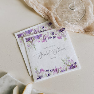Minimalist lavender lilac bridal shower napkin