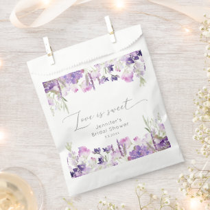 Minimalist lavender lilac floral bridal shower favour bags