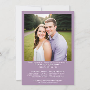 Minimalist Lavender Photo Wedding Rehearsal Dinner Invitation