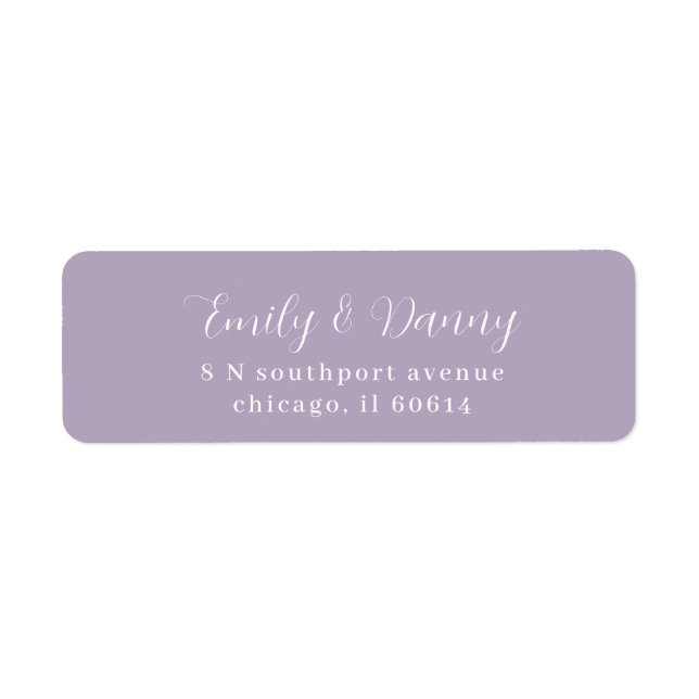 Minimalist Lavender Purple Elegant Wedding Address (Front)