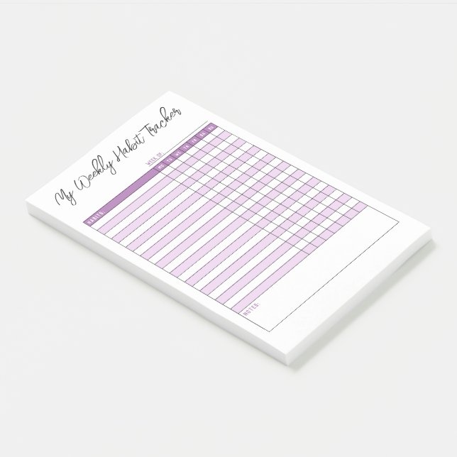 Minimalist Lavender Purple Weekly Habit Tracker Post-it Notes (Angled)