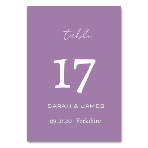 Minimalist Lavender Script Wedding Personalised  Table Number
