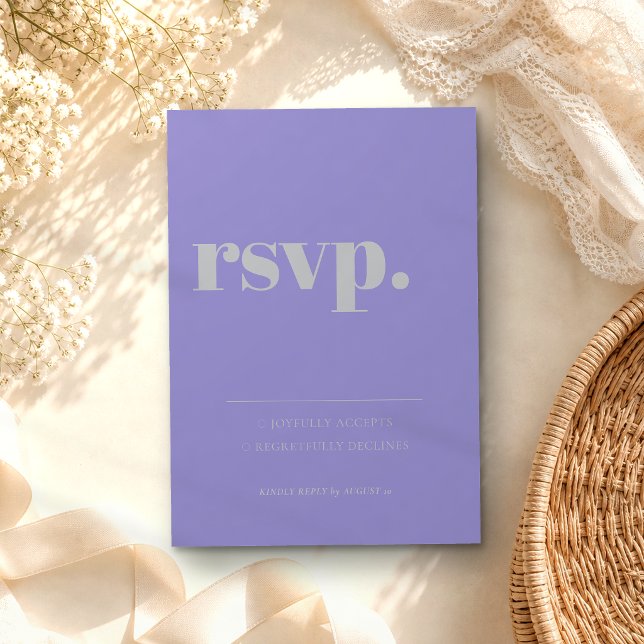 Minimalist Lavender Silver Simple Kindly Reply RSVP Card (Creator Uploaded)