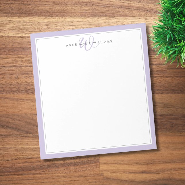 Minimalist Lavender Two Border Monogram Notepad (Creator Uploaded)