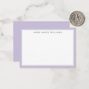 Minimalist Lavender Two Border Name Note Card