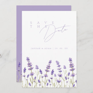 Minimalist Lavender Wildflowers Initials Wedding Save The Date