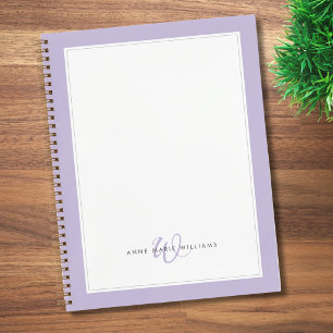 Minimalist Lavender wo Border Monogram Notebook