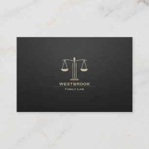 Minimalist Law business card black and gold