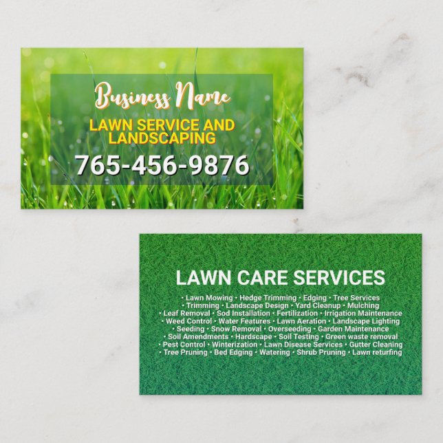 Minimalist Lawn Care & Landscaping Business Card (Front/Back)