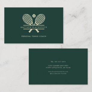 Minimalist Lawn Tennis Sports Trainer Green Business Card