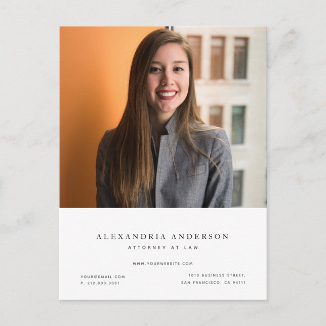 Minimalist Lawyer Professional Photo Business Post Postcard (Front)