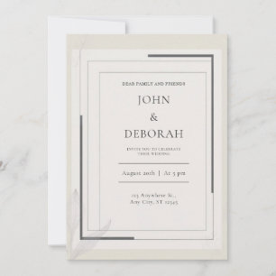 Minimalist Layered Frame Black Geometric Wedding Invitation