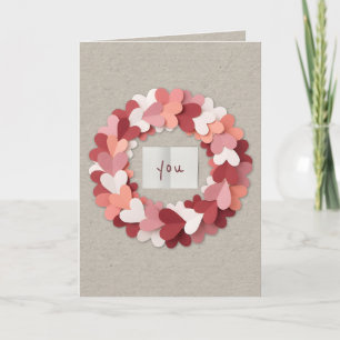 Minimalist Layered Paper Hearts Valentine's Day Card