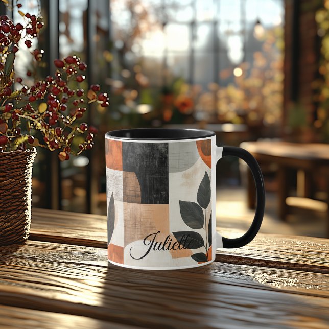 Minimalist Leaf Mug - Personalised Rustic Earthy (Creator Uploaded)