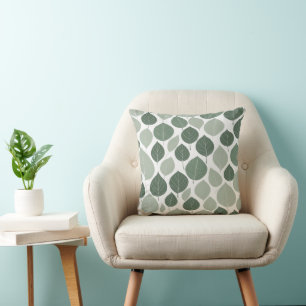 minimalist leaf outlines gentle green cushion