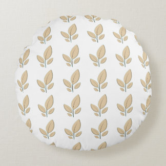 Minimalist Leaf Pattern Round Pillow