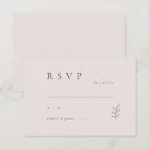 Minimalist Leaf Pink Black Wedding RSVP Invitation