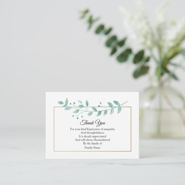 Minimalist Leaf Thank You Card (Standing Front)