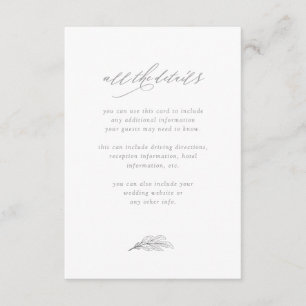 Minimalist Leaf   White and Grey Guest Details Enclosure Card