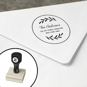 Minimalist Leaf Wreath Rubber Stamp