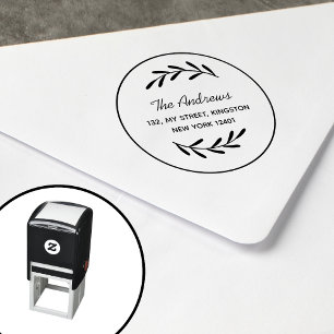 Minimalist Leaf Wreath Self-inking Stamp
