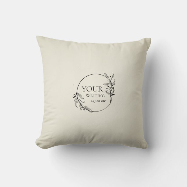 Minimalist  Leafy  Frame custom Text Throw Pillow (Front)