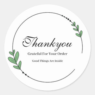 Minimalist leafy simple Thankyou Sticker