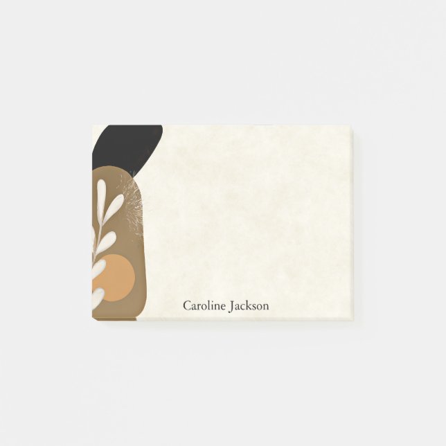 Minimalist leaves and stone personalised post-it notes (Front)