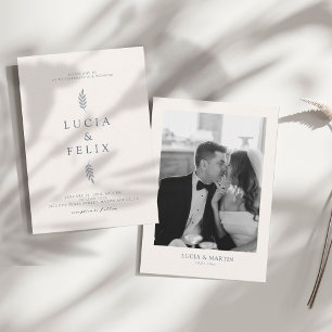 Minimalist Leaves Delicate Photo Wedding  Invitation