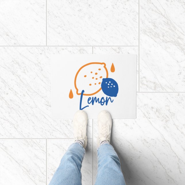 Minimalist Lemon Line Art – Modern Citrus Fruit Doormat (Indoor)
