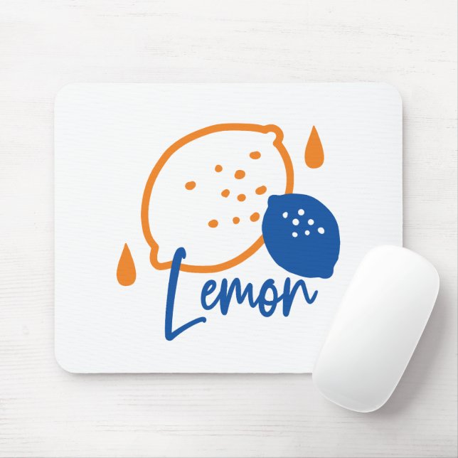 Minimalist Lemon Line Art – Modern Citrus Fruit Mouse Mat (With Mouse)