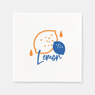 Minimalist Lemon Line Art – Modern Citrus Fruit Napkin